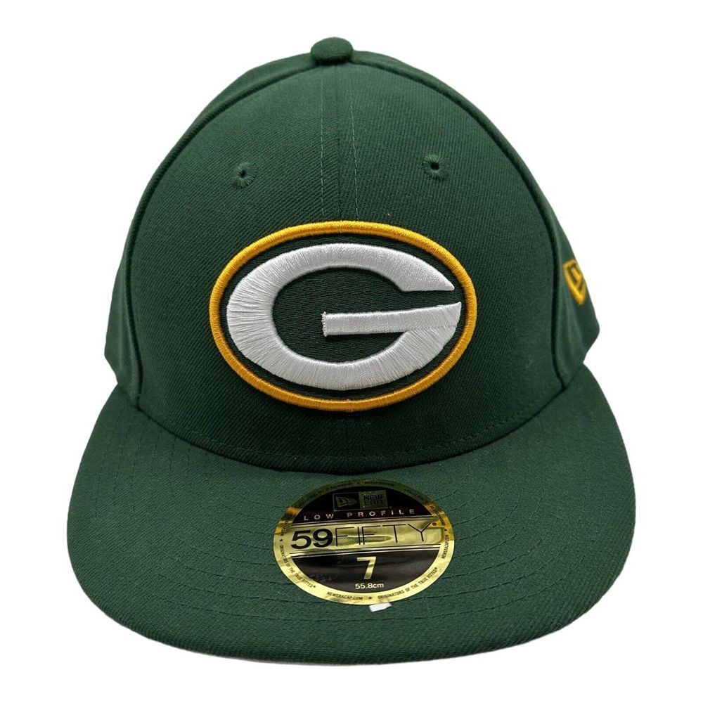 NWT New Era 59Fifty Green‎ Bay Packers NFL Low Profile Fitted Hat Cap Size 7
